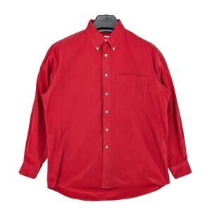 Halogen Red Button Down Shirt Men's Medium Cotton Casual Preppy Classic Fit‎